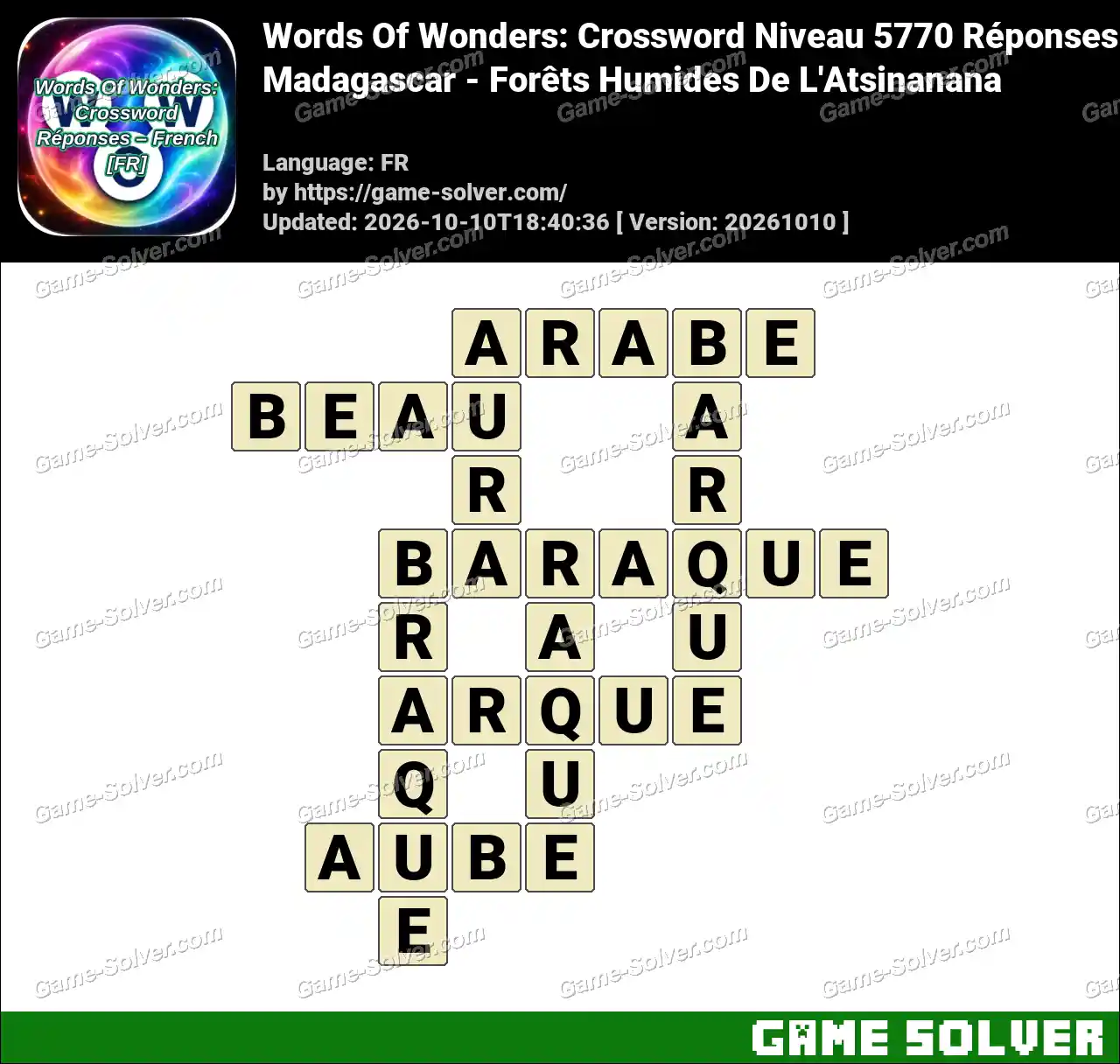 Words Of Wonders: Crossword Niveau 5770 Réponses – Madagascar – Forêts Humides De L’Atsinanana